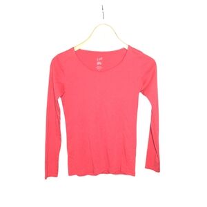 J.Jill Perfect Pima Long Sleeve Tee Coral Pink 100% Pima Cotton XS Soft Stretch